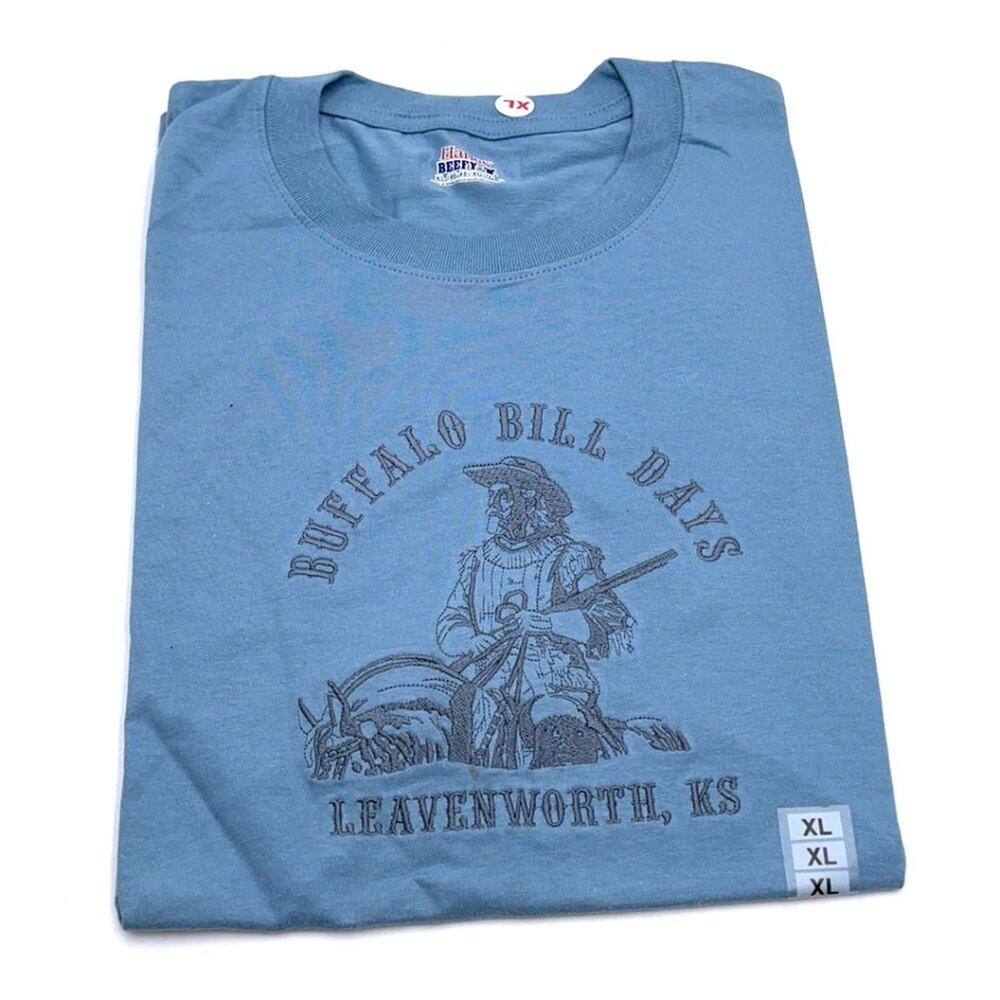 HANES Buffalo Bill Leavenworth, KS embroidered tee SIZE XL